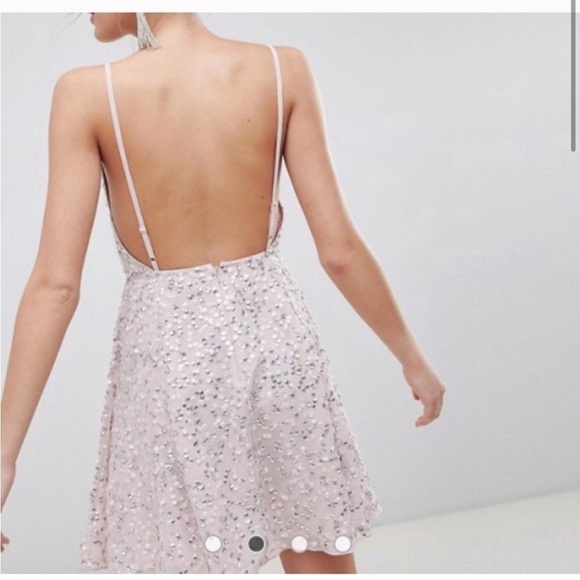 ASOS sequin pink pastel mini dress A-line prom party special occasion birthday - Picture 6 of 15
